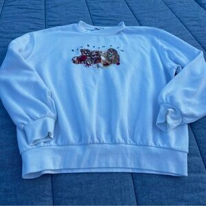 Vintage Bon Worth White Ribbed Christmas Sweatshirt Holiday Dogs Size Petite S